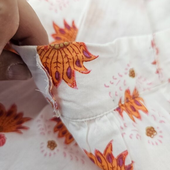 J Crew Women Floral Boho Skirt Midi Peasant Cotton Size 18 White Pink Orange - Picture 7 of 15